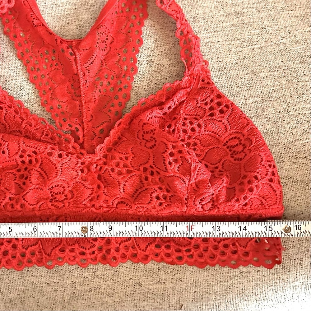 Aerie Racerback Eyelet Lace Bralette XL Red‎ Chilli Endless Lace - Picture 8 of 9